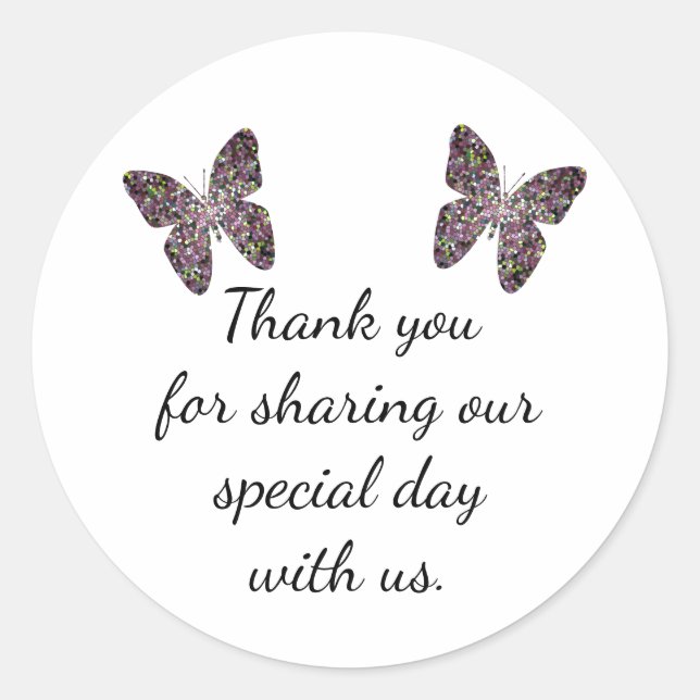 Inexpensive Wedding Favour Mosaic Butterfly Classic Round Sticker (Front)