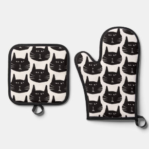Inexplicable cats oven mitt & pot holder set
