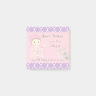 Infant Baby Girl in Pink with Flowers Post-it Notes
