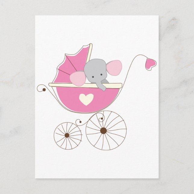 Infant Baby Girl Pink Elephant Postcard (Front)
