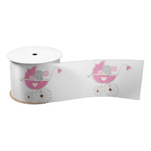 Infant Baby Girl Pink Elephant Satin Ribbon