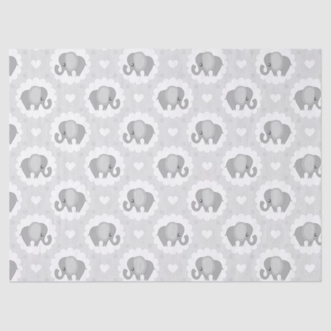 Infant Baby Neutral Elephant Shower Gift Tissue Paper (Front)