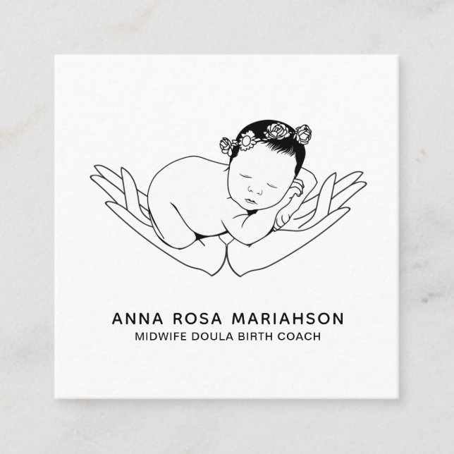 *~* Infant Birthing Midwife Pregnancy Doula Nanny Square Business Card (Front)