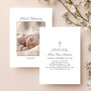 Infant Black & White Photo Gender Neutral Baptism Invitation