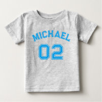 Infant Boy Blue Name Jersey Number Sports Cotton