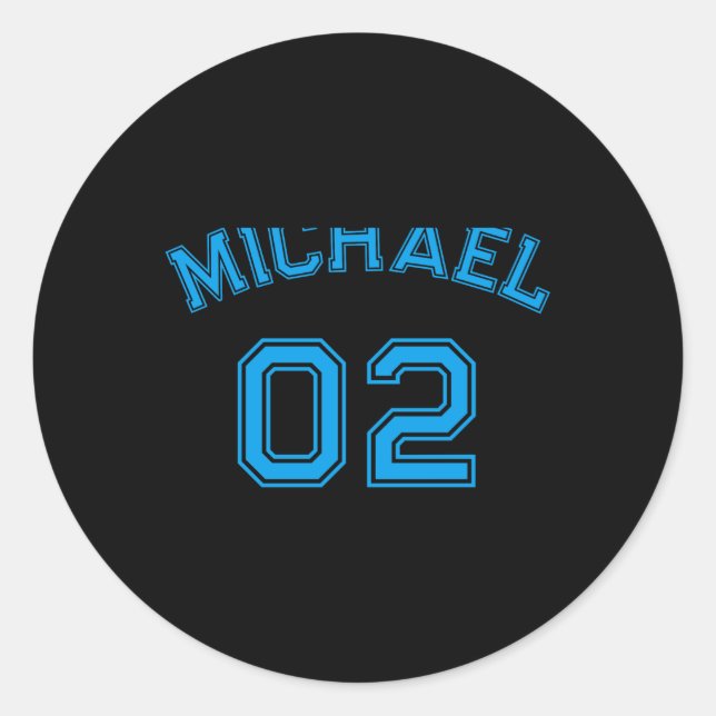 Infant Boy Blue Name Jersey Number Srts Cotton Bab Classic Round Sticker (Front)