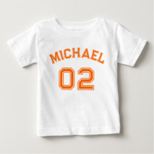 Infant Boy Girl Orange Name Jersey Number Sports Baby T-Shirt
