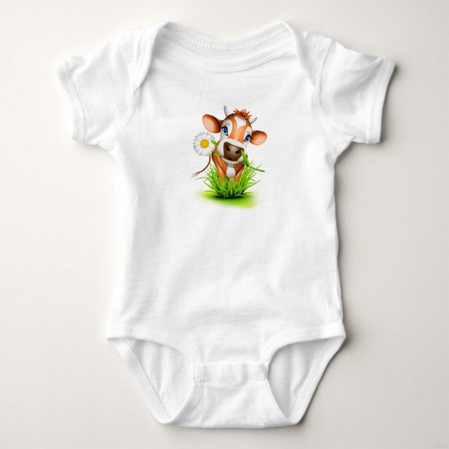 Infant Creeper-Daisy Cow Baby Bodysuit (Front)