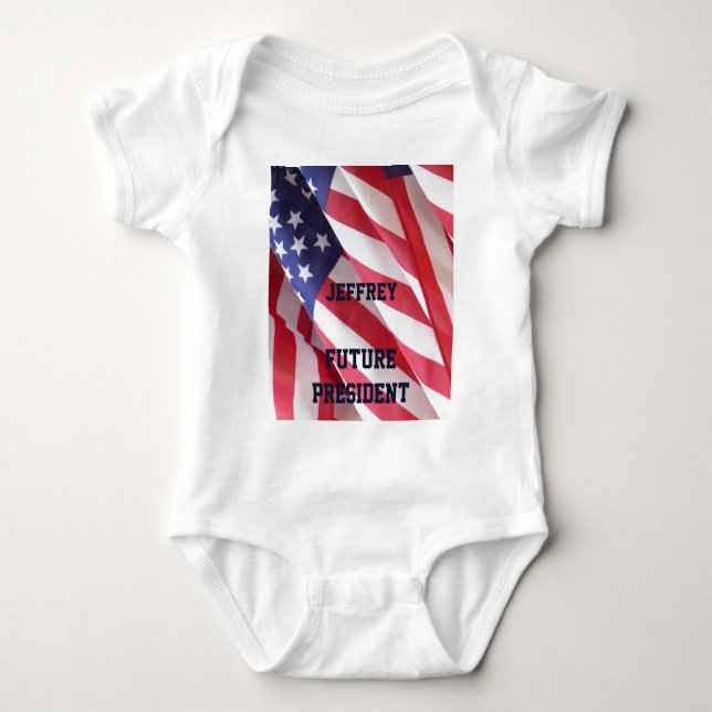 Infant Creeper, Flags, Future President Baby Bodysuit (Front)
