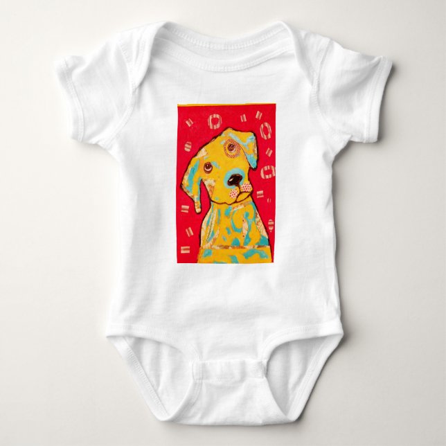 Infant Creeper with Curious Dog Design (Front)