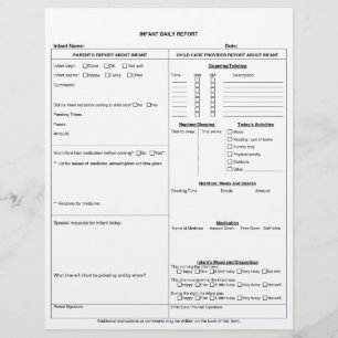 Infant Daily Report Sheet