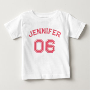 Infant Girl Pink Name Jersey Number Sports Cotton Baby T-Shirt