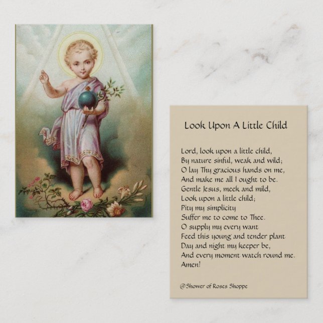 Infant Jesus Holding the World Holy Cards (Front/Back)