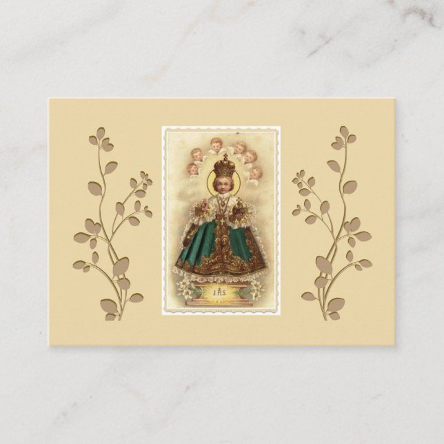 Infant Jesus of Prague Angels Holy Card (Front)