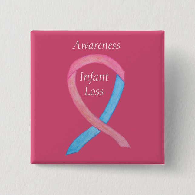 Infant Loss Awareness Ribbon Custom Art Pins (Front)