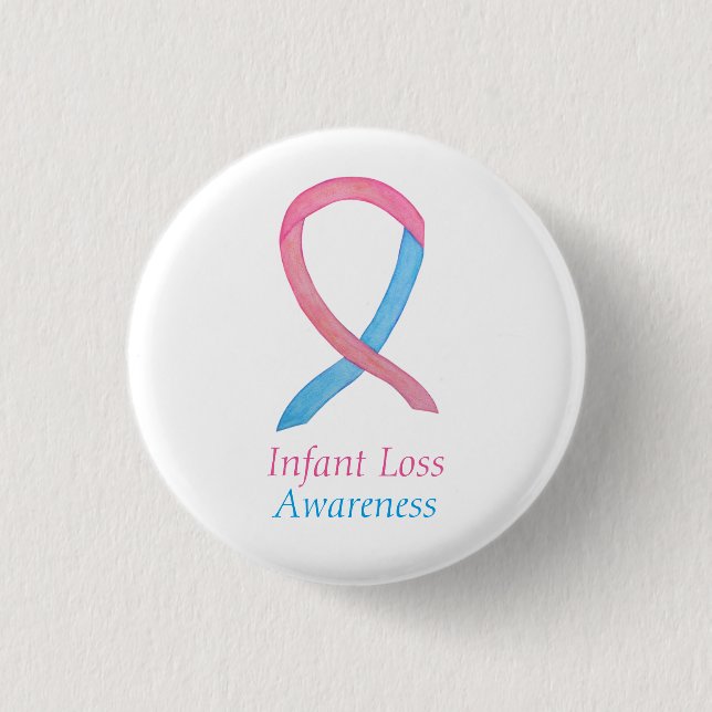 Infant Loss Awareness Ribbon Custom Art Pins (Front)