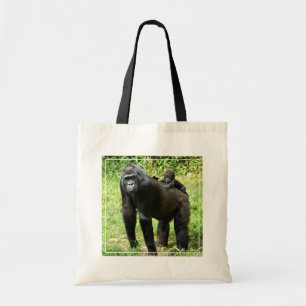 Infant Lowland Gorilla on Mother's Back Tote Bag