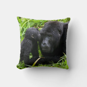 Infant Mountain Gorilla Kisses Silverback Gorilla Cushion