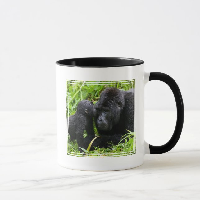 Infant Mountain Gorilla Kisses Silverback Gorilla Mug (Right)