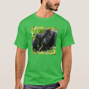 Infant Mountain Gorilla Kisses Silverback Gorilla T-Shirt
