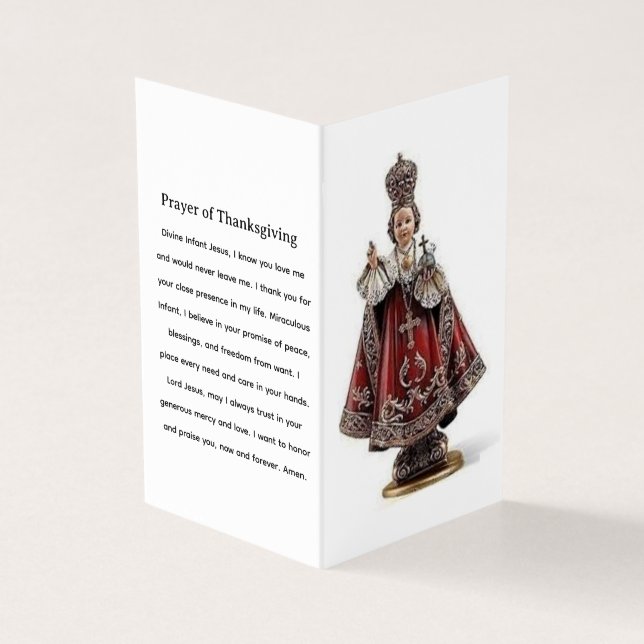 INFANT OF PRAGUE  PRAYER Card (Outside)