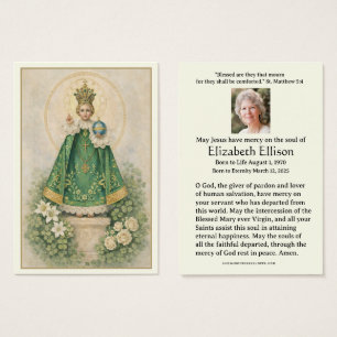 Infant of Prague Shamrocks Irish Funeral Prayer