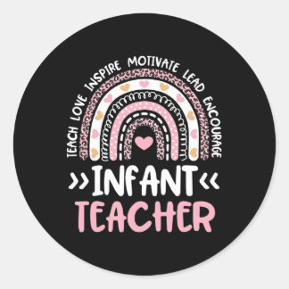 Infant Teacher Cute Tie Dye Rainbow Heart Daycare Classic Round Sticker