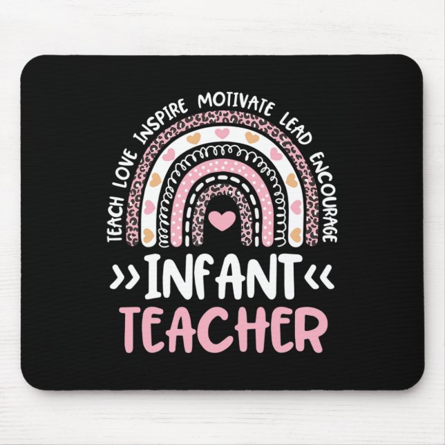 Infant Teacher Cute Tie Dye Rainbow Heart Daycare  Mouse Mat (Front)