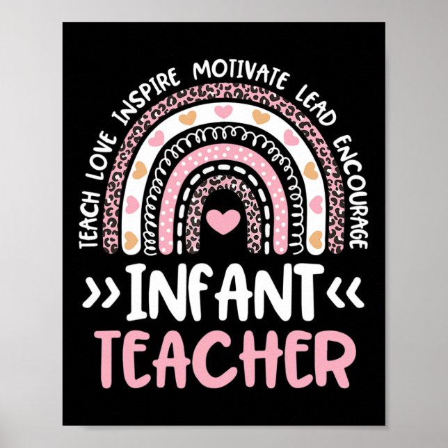 Infant Teacher Cute Tie Dye Rainbow Heart Daycare  Poster (Front)