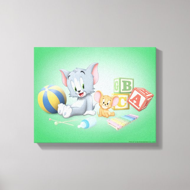 Infant Tom and Jerry Playing With Toys Canvas Print (Front)
