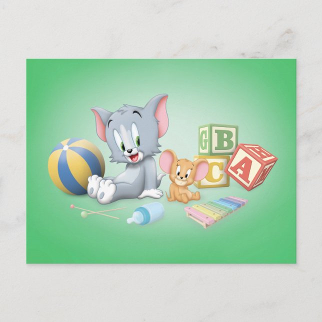 Infant Tom and Jerry Playing With Toys Invitation Postcard (Front)