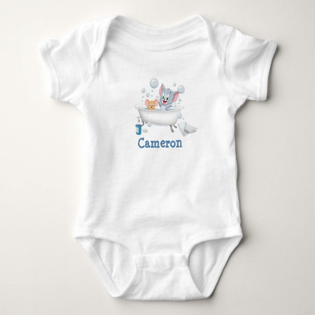 Infant Tom and Jerry Taking a Bath Baby Bodysuit (Front)
