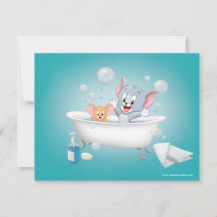 Infant Tom and Jerry Taking a Bath Card