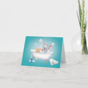 Infant Tom and Jerry Taking a Bath Note Card