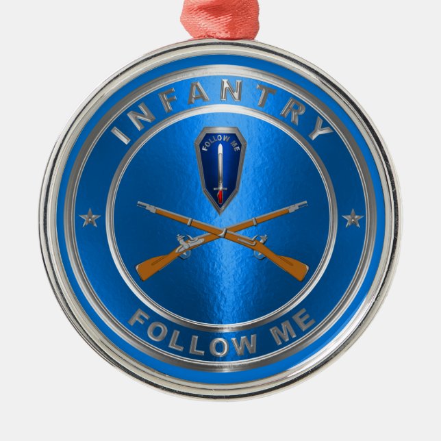 INFANTRY VETERAN Christmas Metal Tree Decoration (Front)