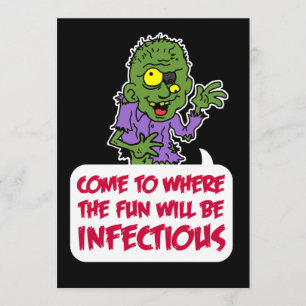 Infectious Fun Zombie Cartoon Halloween Party Invitation
