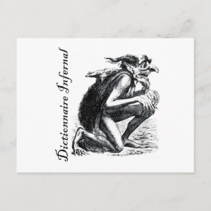 Infernal Dictionary - imp looking a bit nervous Postcard