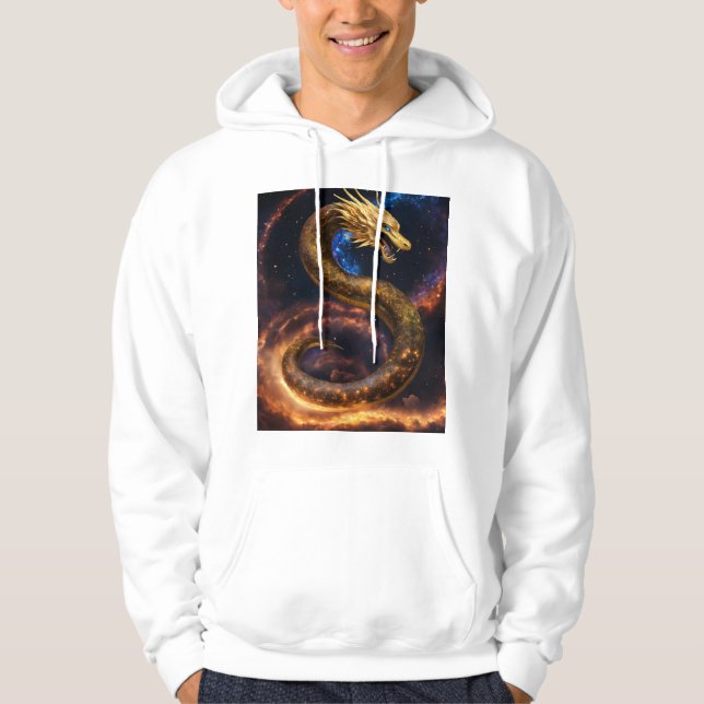 "Infernal Serpent: Hoodie with Fiery Serpent Desig (Front)