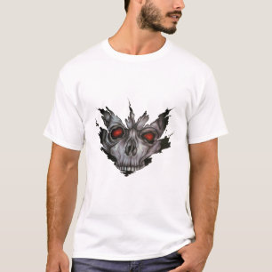 Infernal Skull with Glowing Red Eyes Dark Gothic T-Shirt