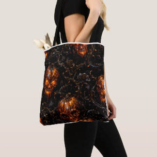 Infernal Vine Pumpkin Skull Halloween Tote Bag