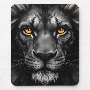 Inferno Eyes Black Lion King Portrait Mouse Mat