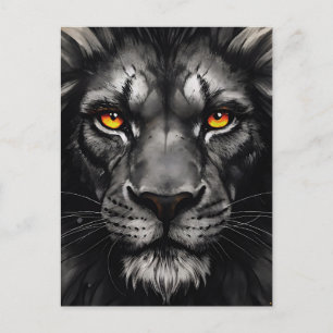 Inferno Eyes Black Lion King Portrait Postcard