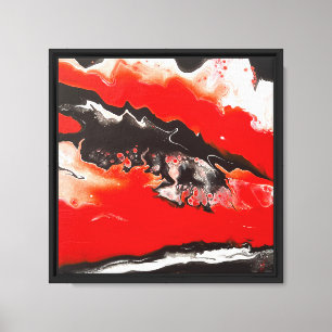 Inferno Flow Abstract Red and Black Fluid Art Canvas Print