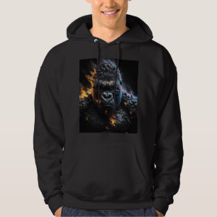 Inferno Gorilla – Fiery Lava Beast Digital Art Hoodie