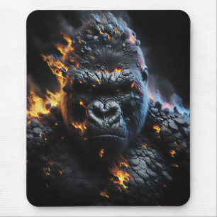 Inferno Gorilla – Fiery Lava Beast Digital Art Mouse Mat