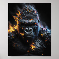 Inferno Gorilla – Fiery Lava Beast Digital Art