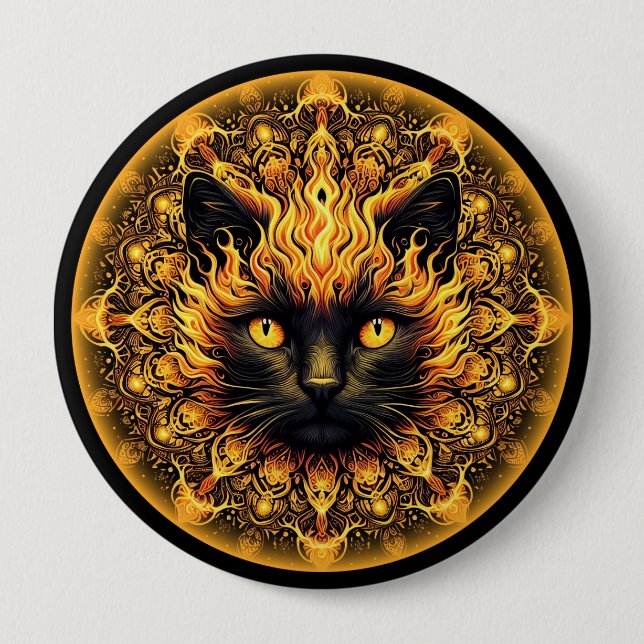 Inferno Kitty Mandala 10 Cm Round Badge (Front)