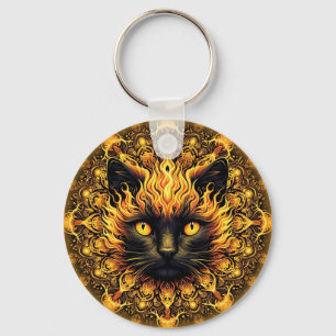 Inferno Kitty Mandala Key Ring