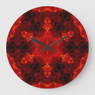 Inferno Nexus – Fiery Kaleidoscope Art Large Clock