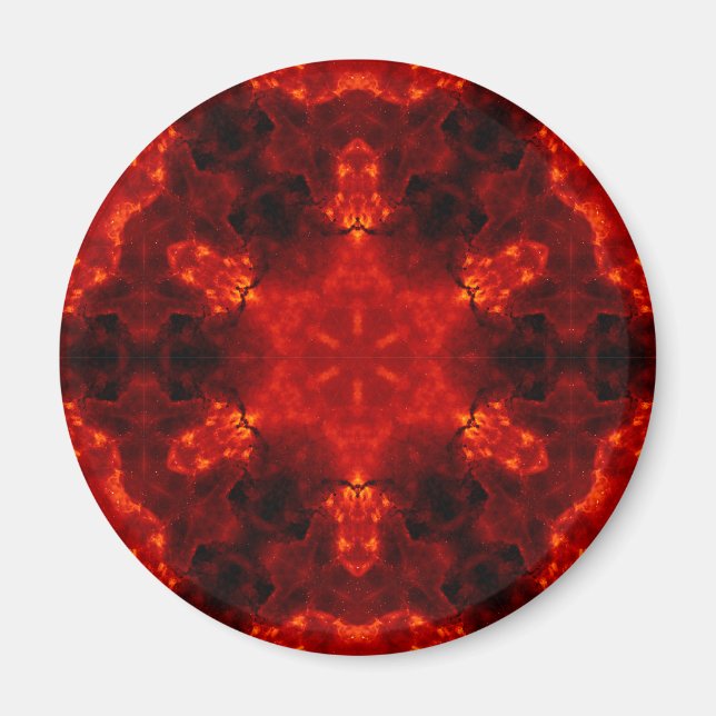 Inferno Nexus – Fiery Kaleidoscope Art Magnet (Front)